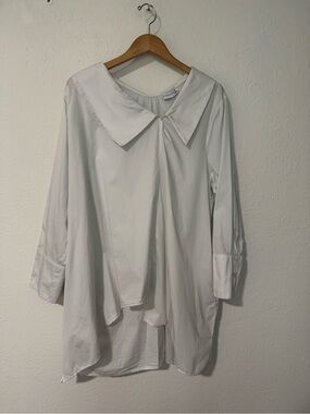 Harshman Dorette Asymmetric Collar Cotton Tunic White Size 2X